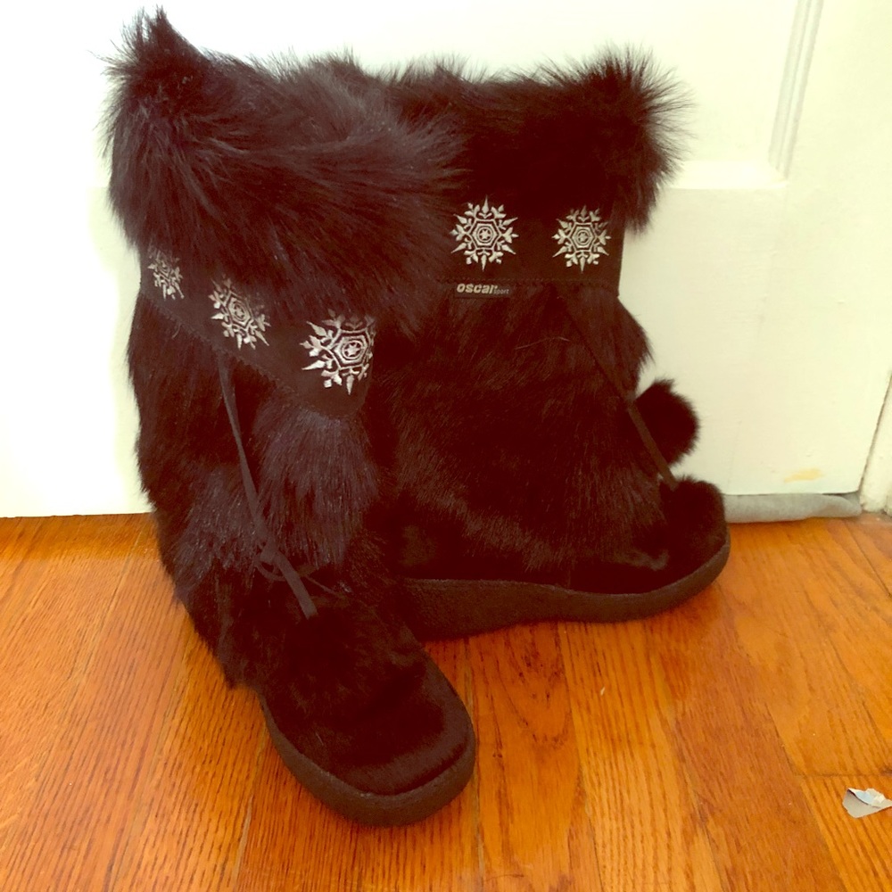 Óscar Sport italian goat fur boots - black sz 7
